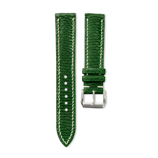 Padded Forest Green Beaver Tail Leather Watch Strap