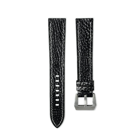 Flat Black Italian Bull Leather Watch Strap