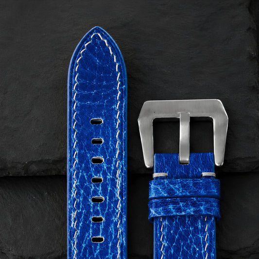 Flat Royal Blue Italian Bull Leather Watch Strap