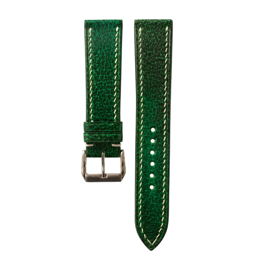 Flat Forest Green Italian Bull Leather Watch Strap