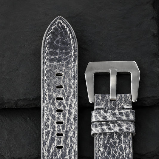 Flat Grey Italian Bull Leather Watch Strap