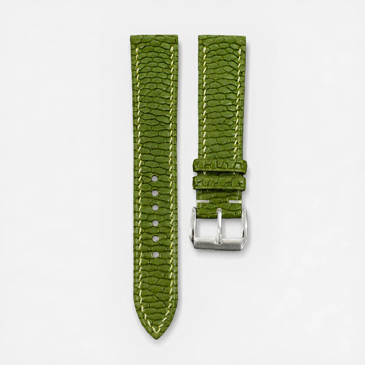 Padded Olive Beaver Tail Leather Watch Strap