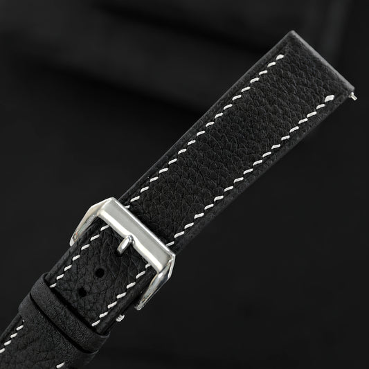 Flat Black Togo Calfskin Watch Strap