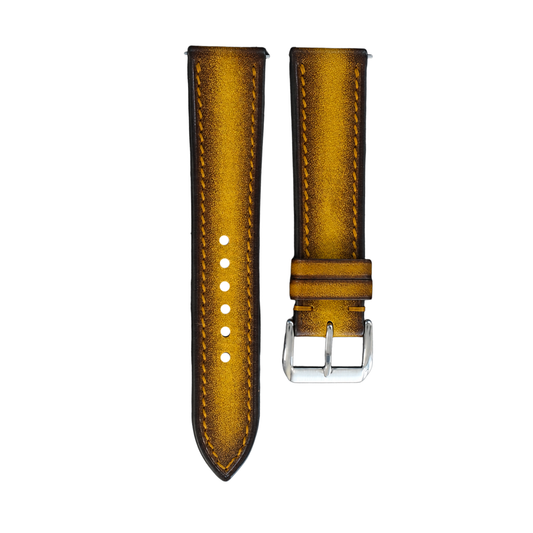 Yellow Black Patina Leather Watch Strap