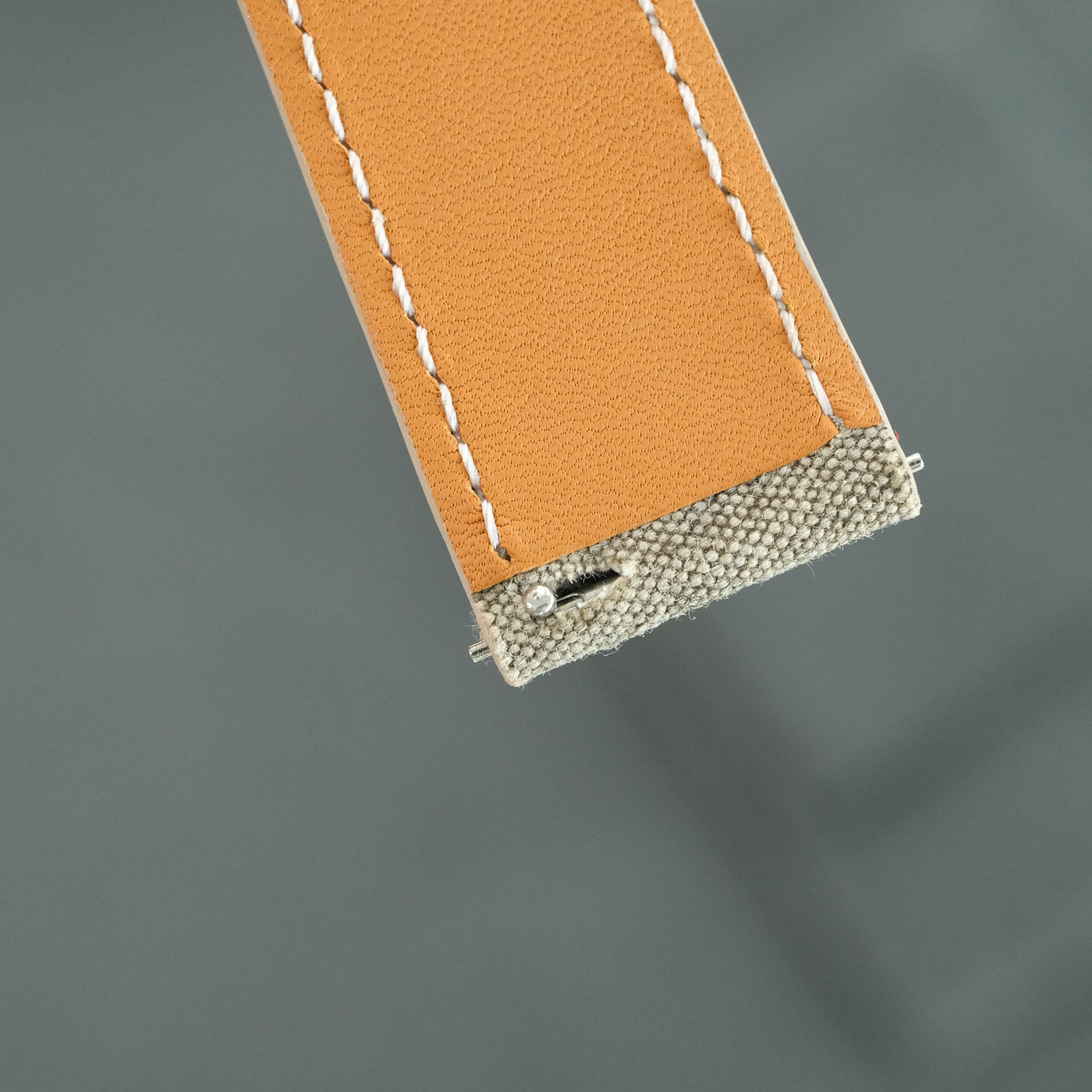 Flat Taupe Canvas Watch Strap with Leather Trim