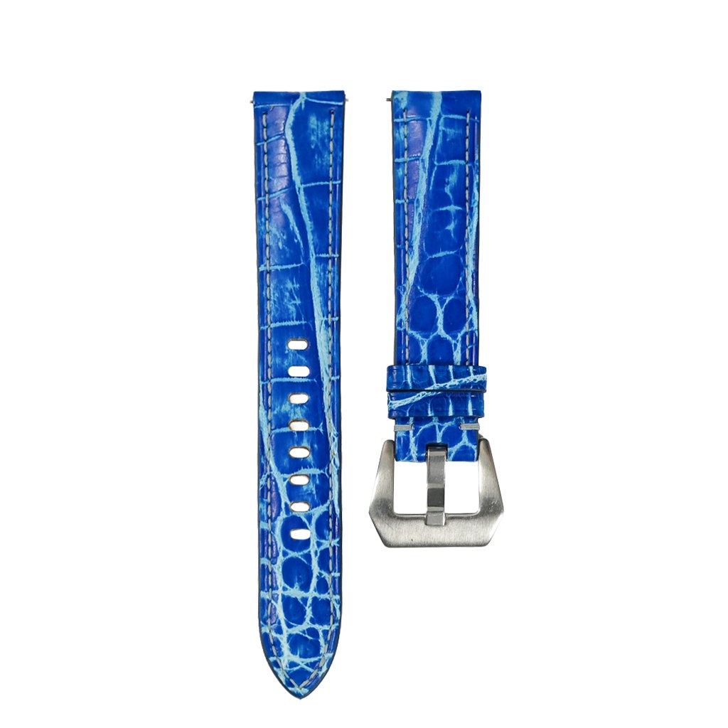 Flat Blue Patina Alligator Leather Watch Strap