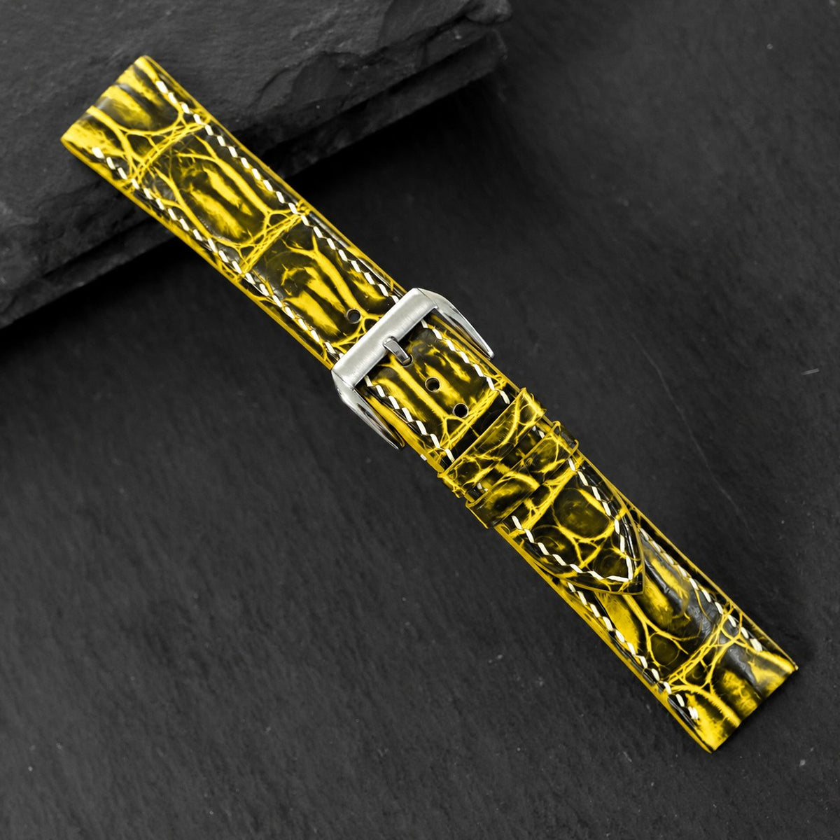 Black Lemon Patina Alligator Leather Watch Strap