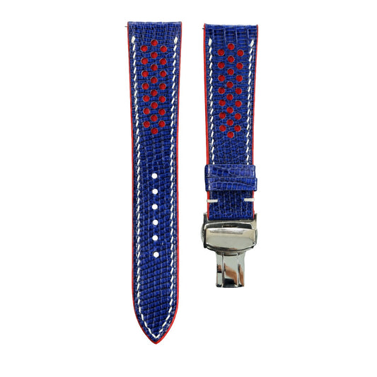 Blue Lizard Leather Rally Watch Strap – Red Racing Holes