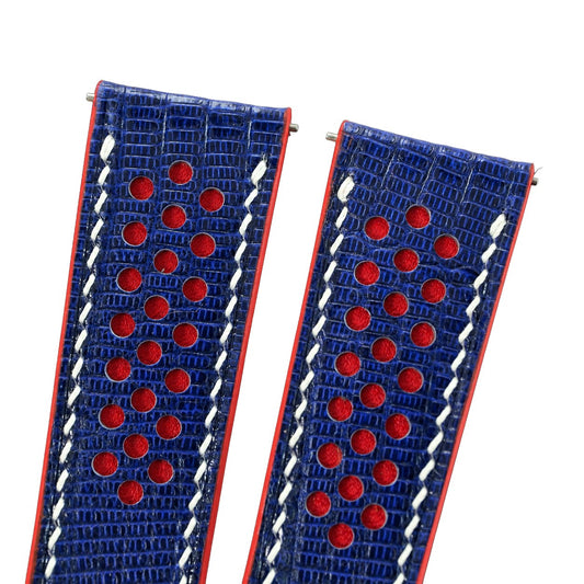 Blue Lizard Leather Rally Watch Strap – Red Racing Holes