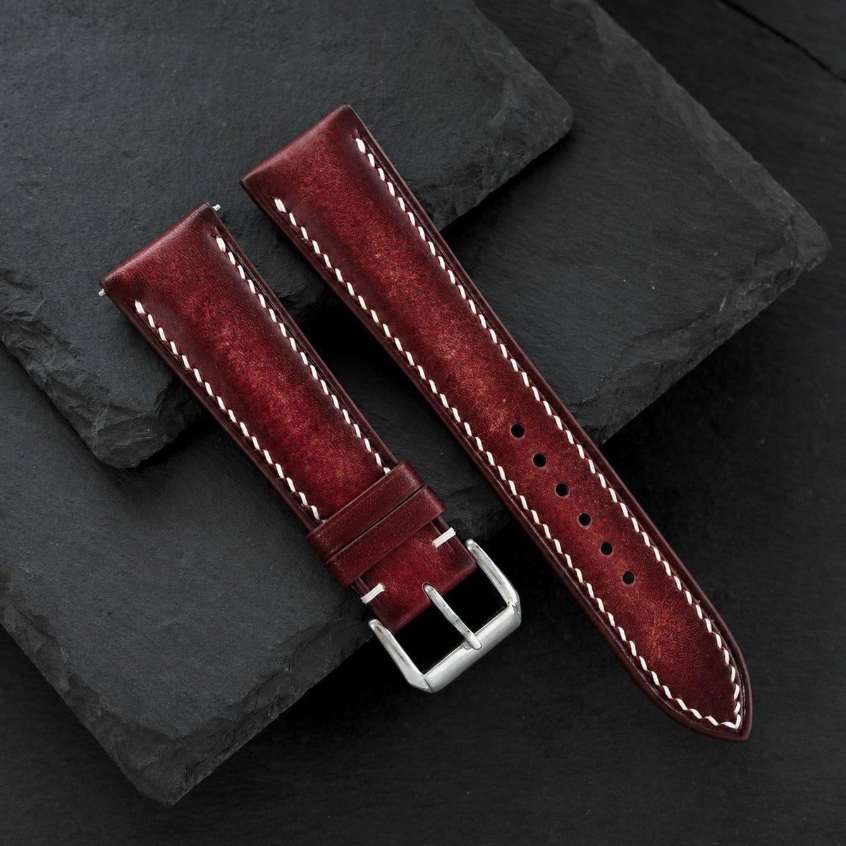 Burgundy Patina Leather Watch Strap