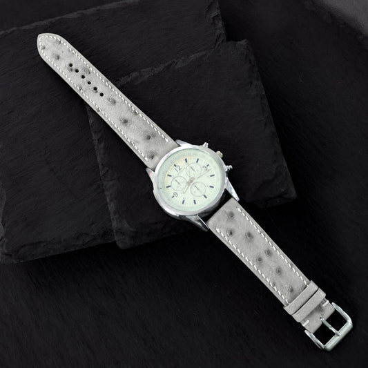 Ivory Quill Ostrich Leather Watch Strap