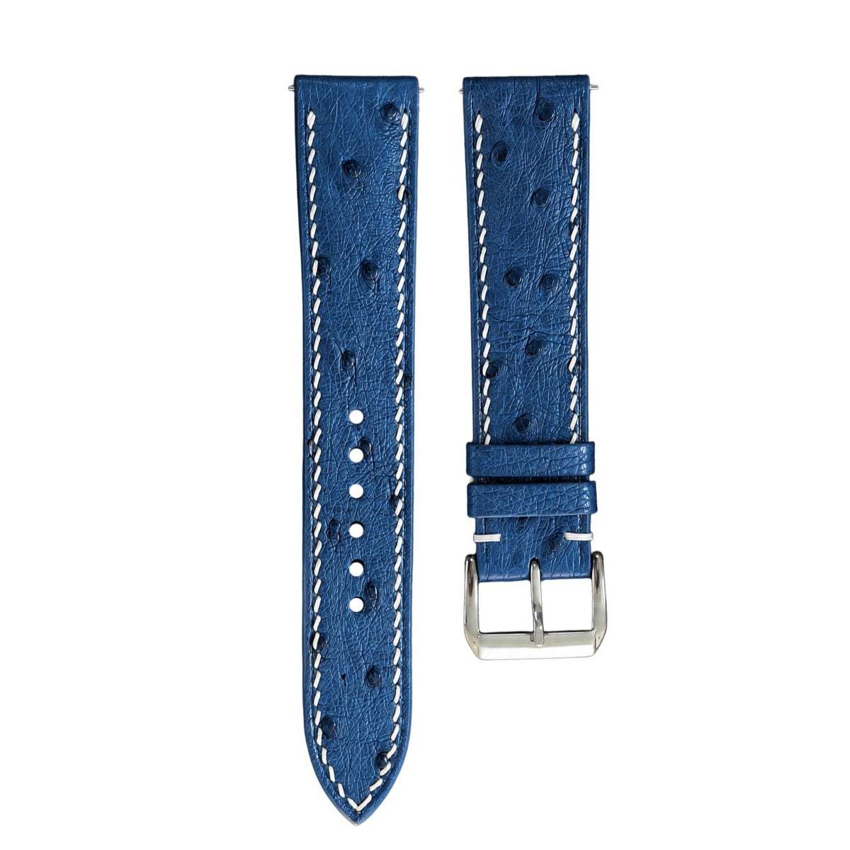 Navy Quill Ostrich Leather Watch Strap