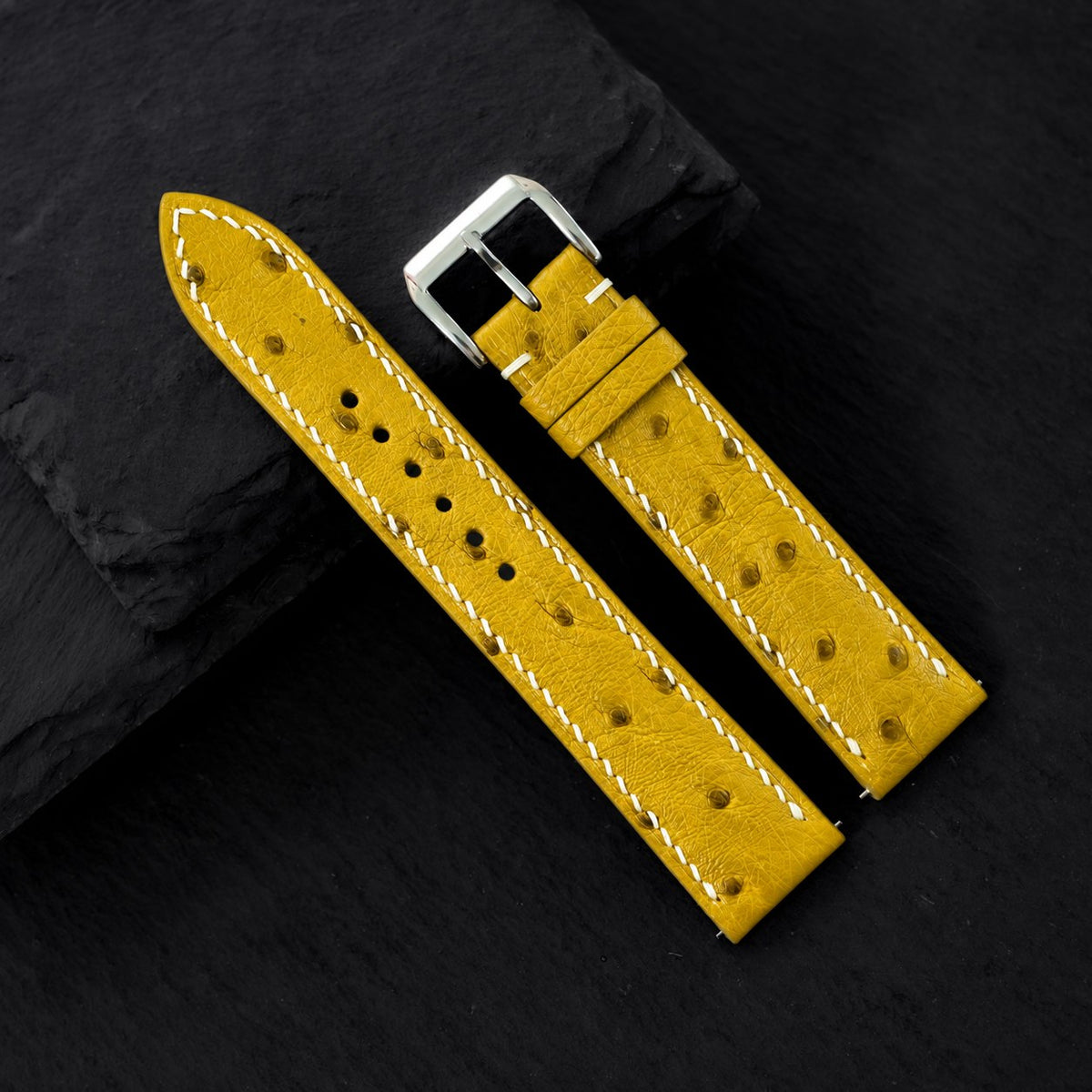 Yellow Quill Ostrich Leather Watch Strap