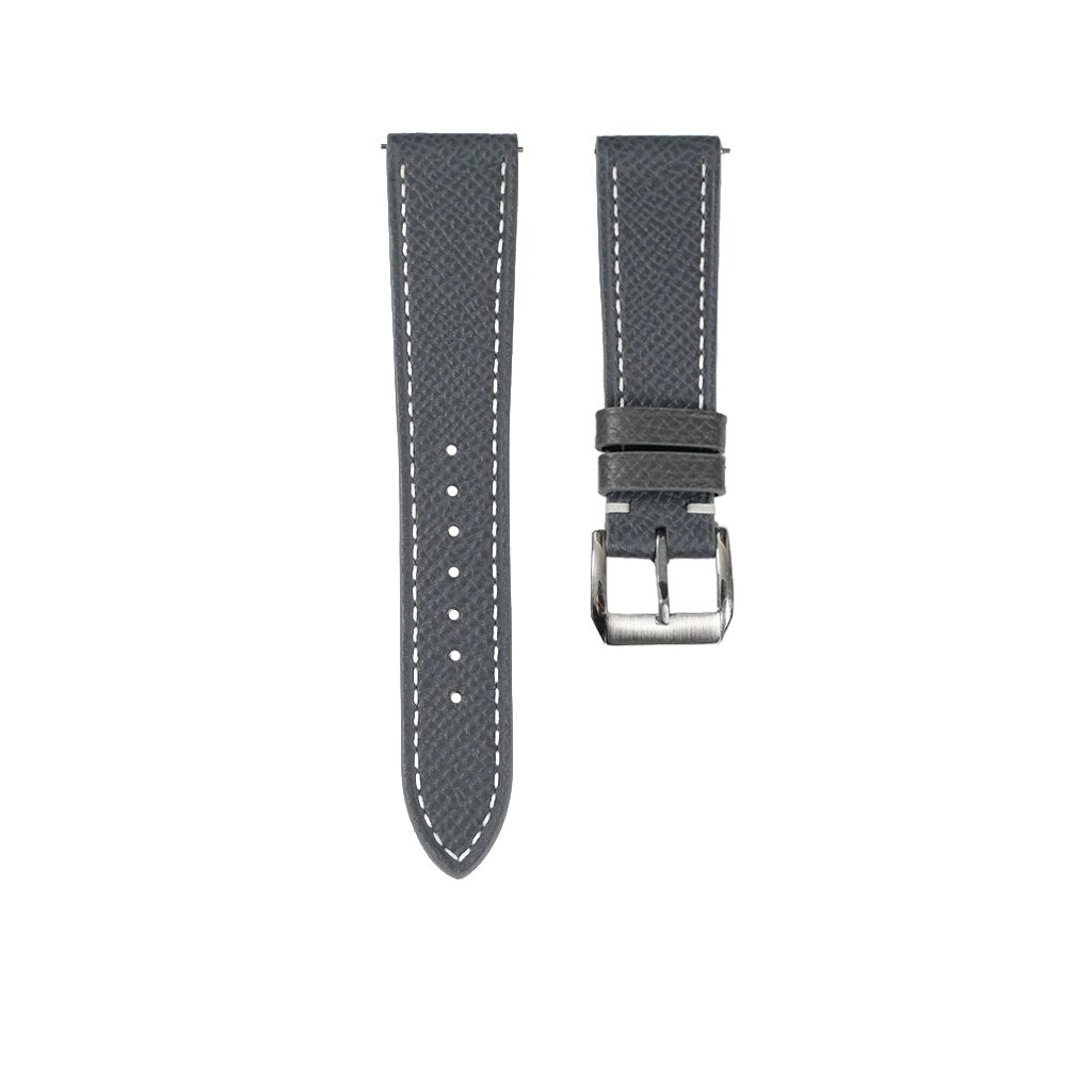 Flat Grey Epsom Calfskin Leather Watch Strap