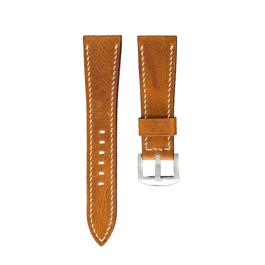 Flat Honey Waxed Cowhide Leather Watch Strap — photo 1