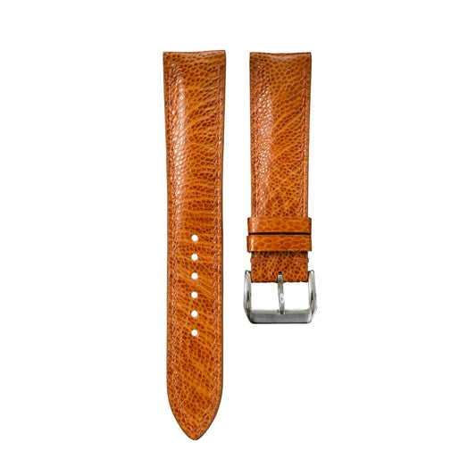 Padded Amber Orange Fine Scale Ostrich Leg watch strap