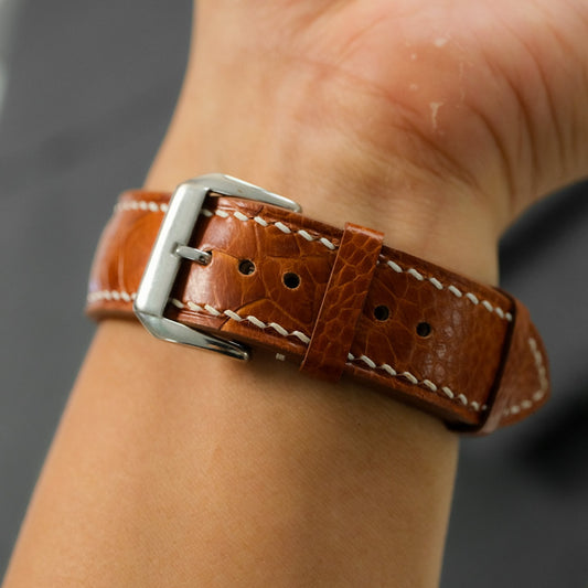 Padded Amber Orange Fine Scale Ostrich Leg watch strap
