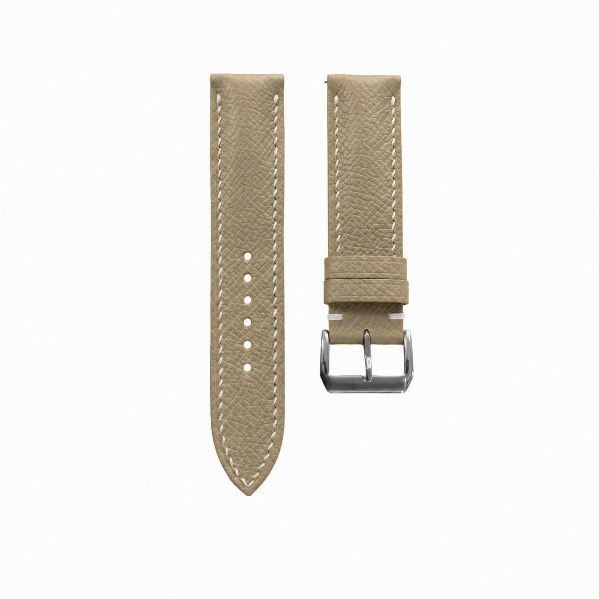 Beige Epsom Calfskin Leather Watch Strap