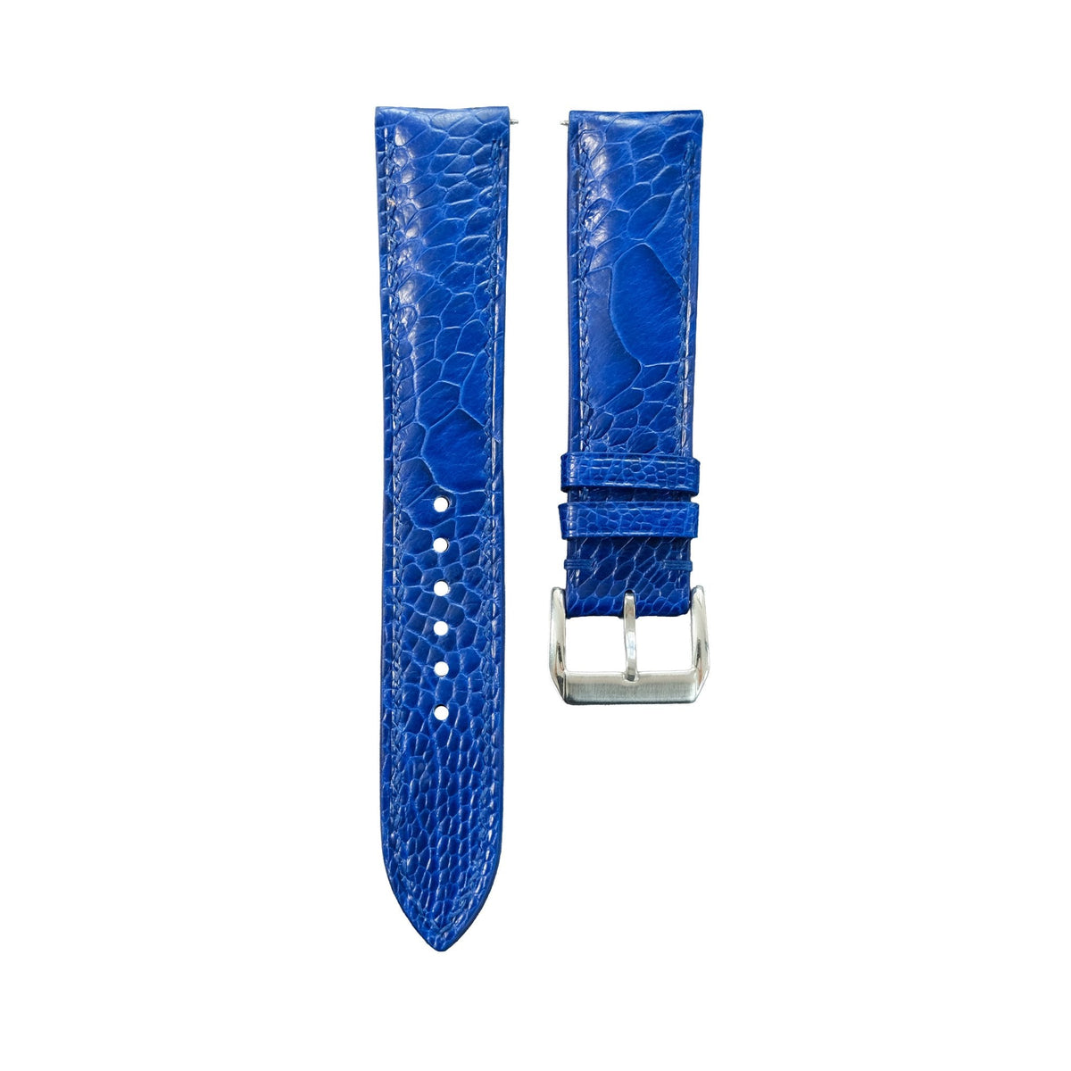 Cobalt Blue Ostrich Leg Leather Watch Strap