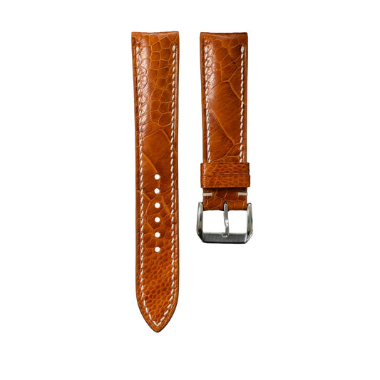 Padded Cognac Ostrich Leg watch strap
