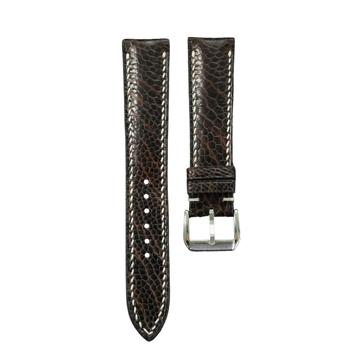 Dark Brown Ostrich Leg Leather Watch Strap