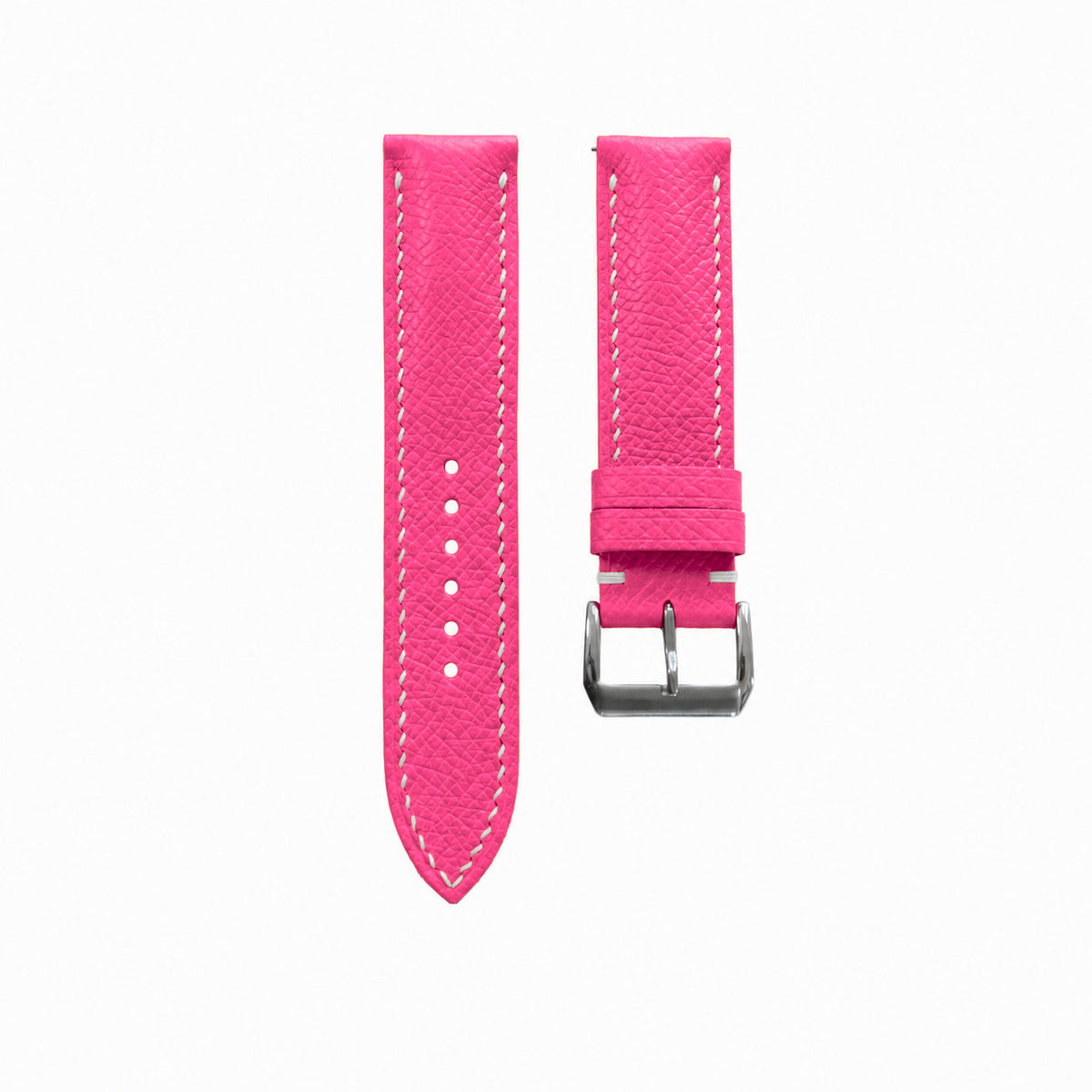 Dark Pink Epsom Calfskin Leather Watch Strap