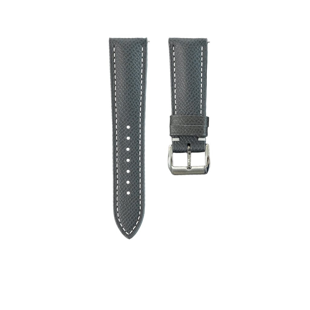 Padded Grey Epsom Calfskin Leather Watch Strap