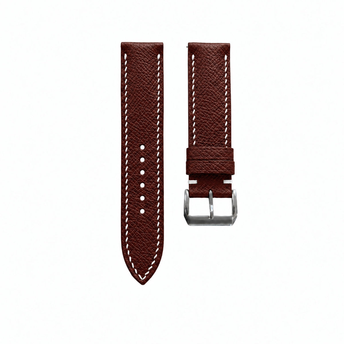 Maroon Epsom Calfskin Leather Watch Strap