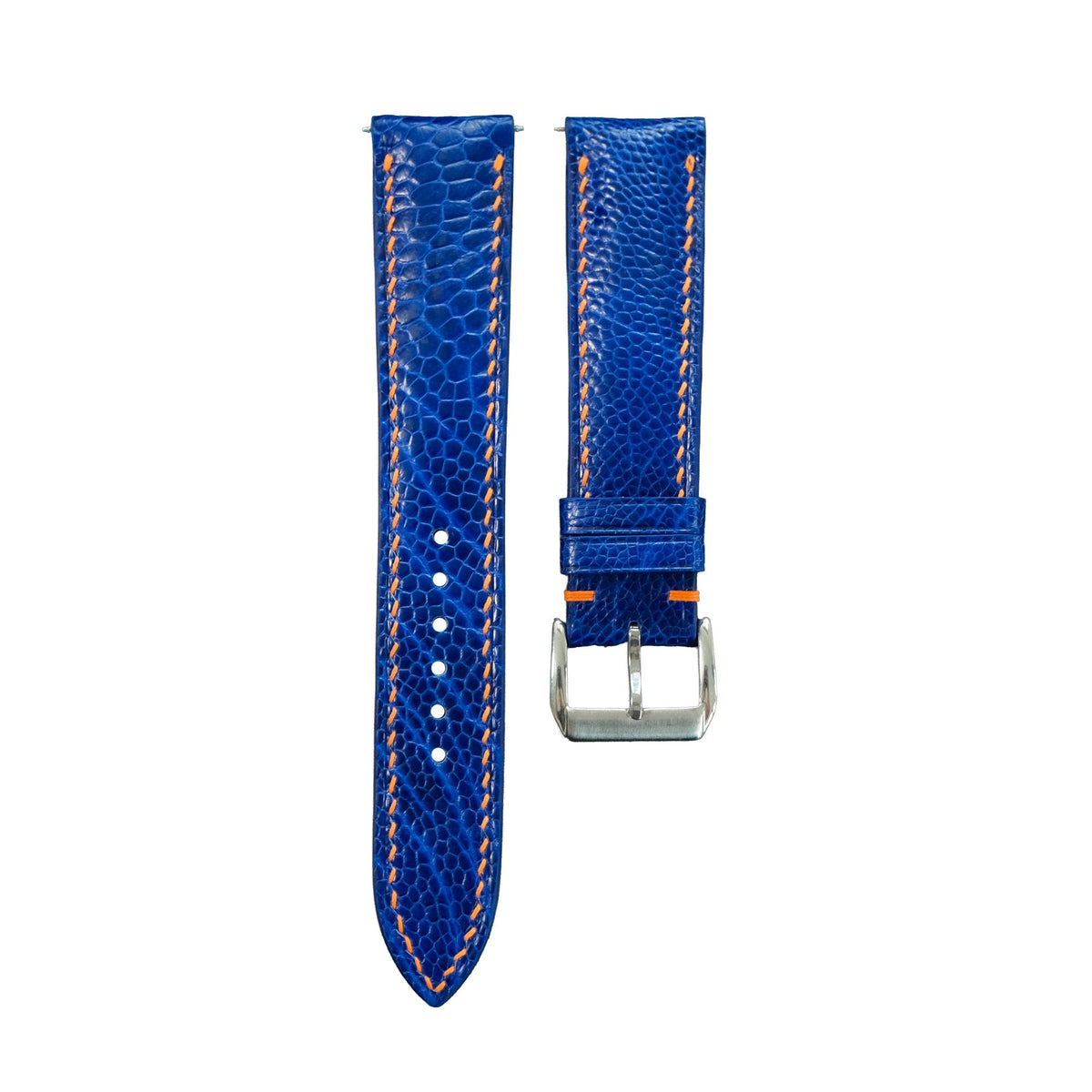 Royal Blue Fine Scale Ostrich Leg Leather Watch Strap
