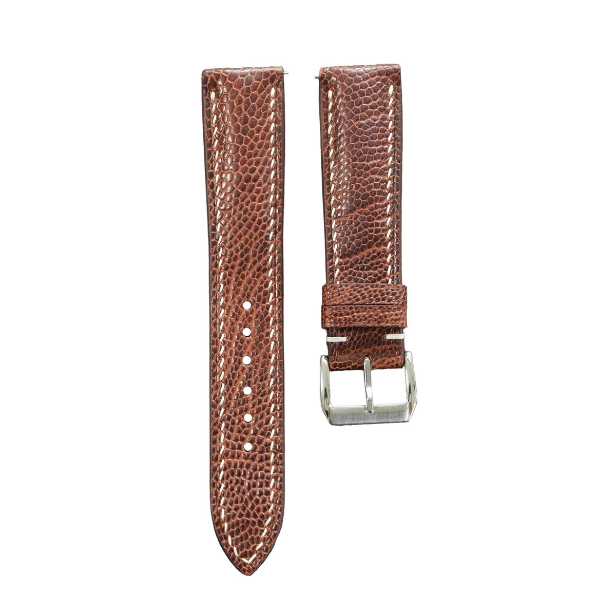 Vintage Brown Fine Scale Ostrich Leg Leather Watch Strap