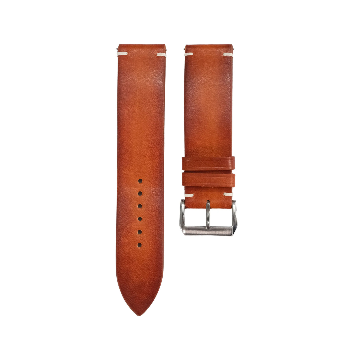 Flat Cognac Patina Leather Watch Strap