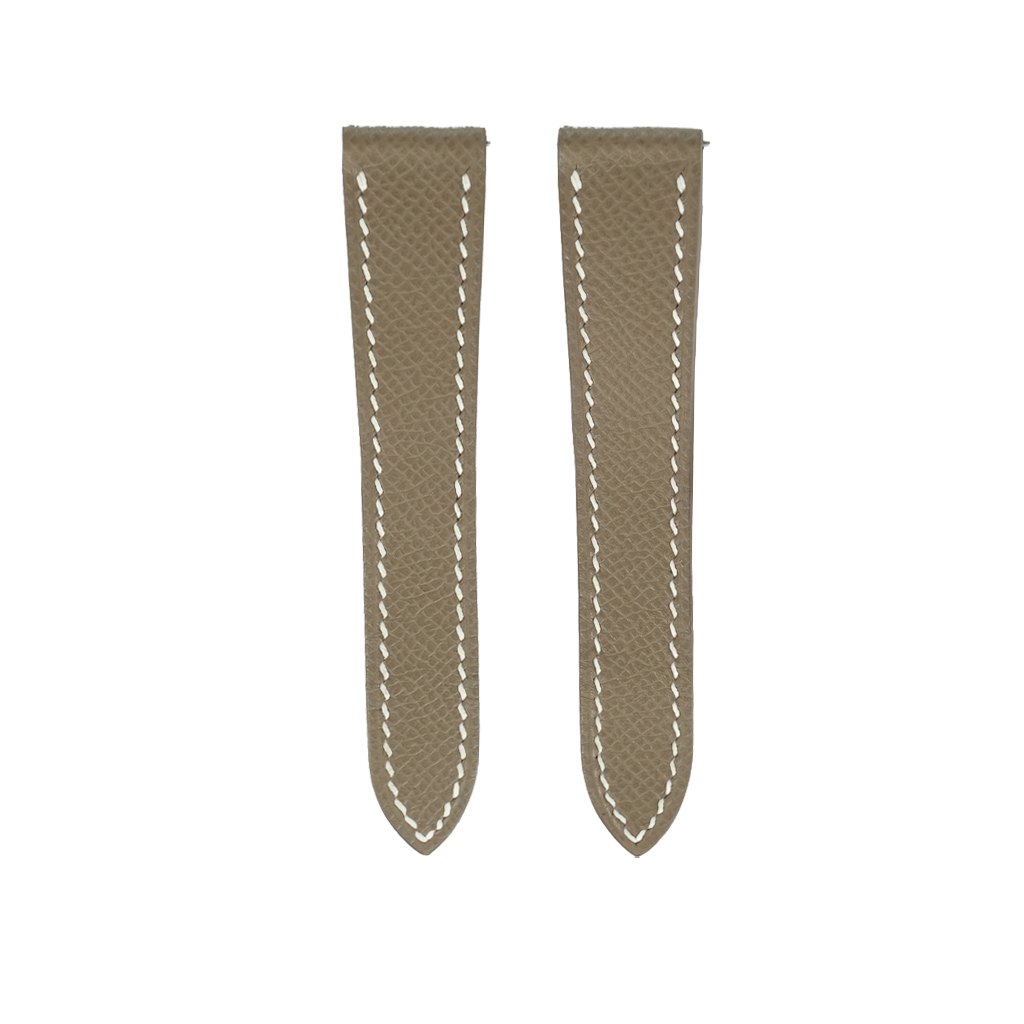 Padded Light Taupe Epsom Calfskin Leather Watch Strap with Deployant Clasp