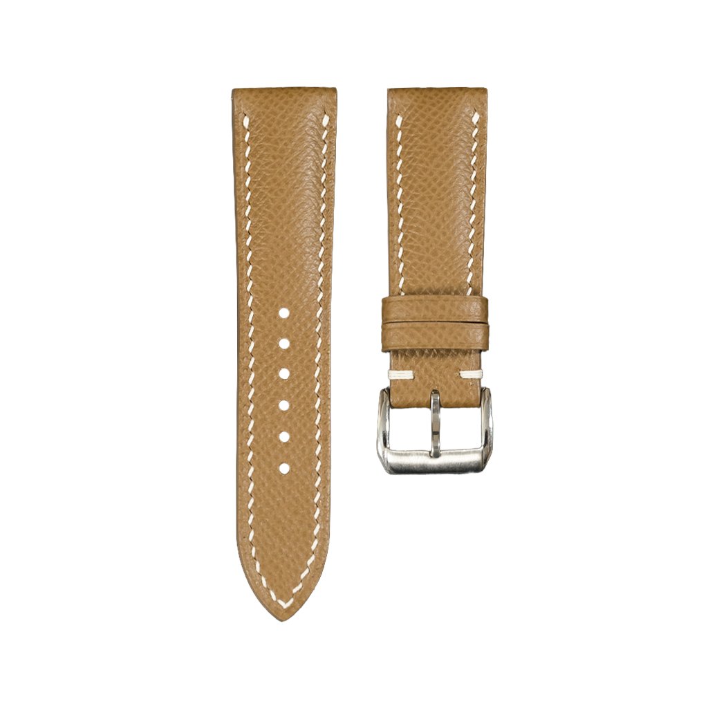 Padded Light Taupe Epsom Calfskin Leather Watch Strap