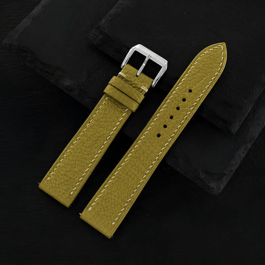 Flat Olive Green Togo Calfskin Watch Strap