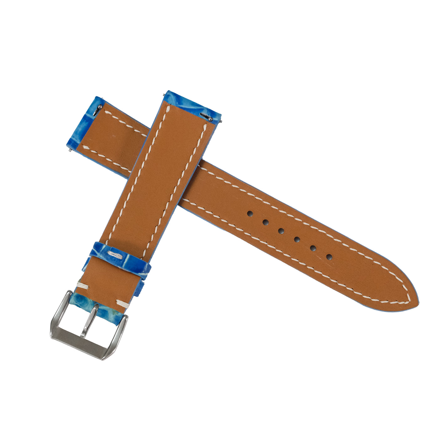 Flat Blue Patina Alligator Leather Watch Strap