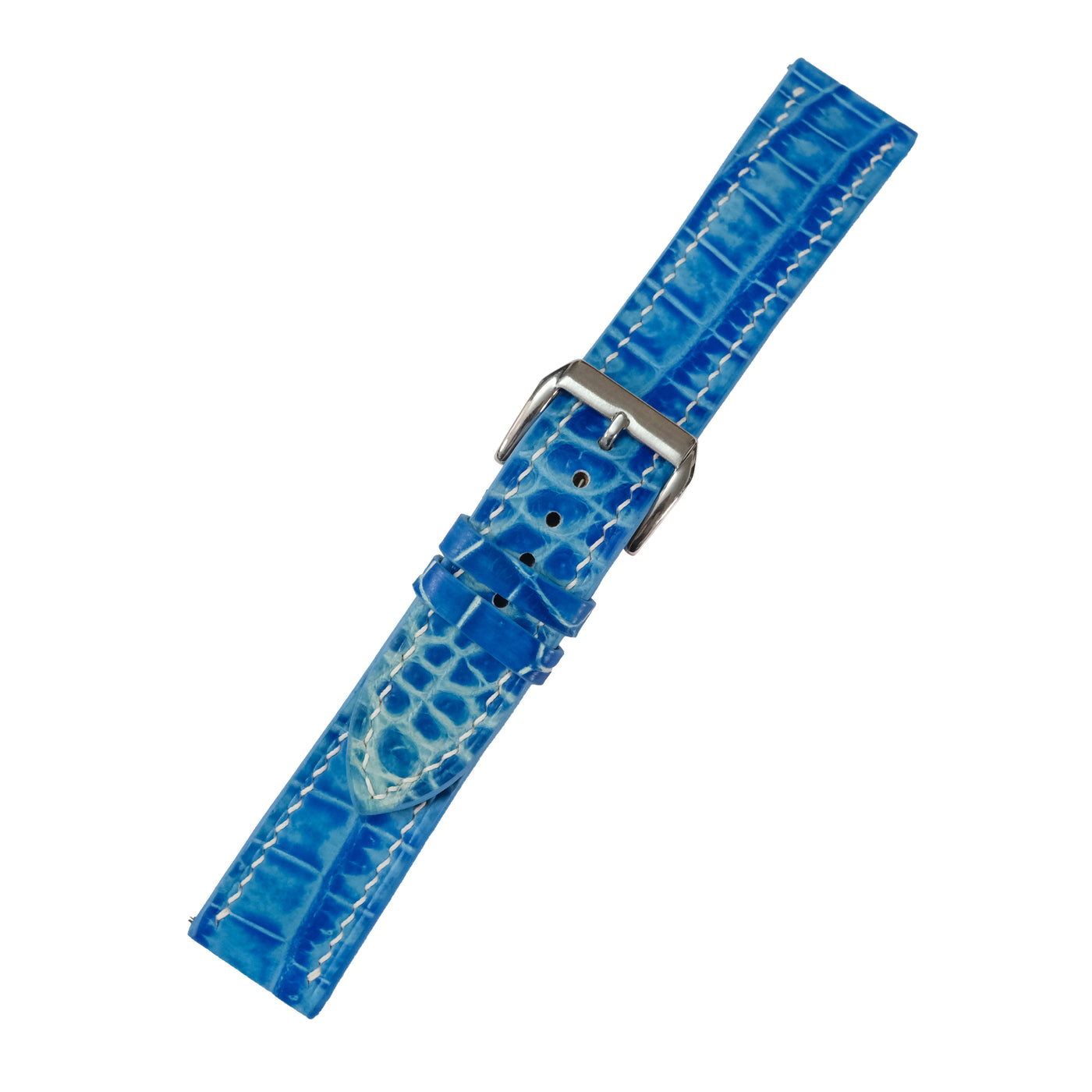 Flat Blue Patina Alligator Leather Watch Strap