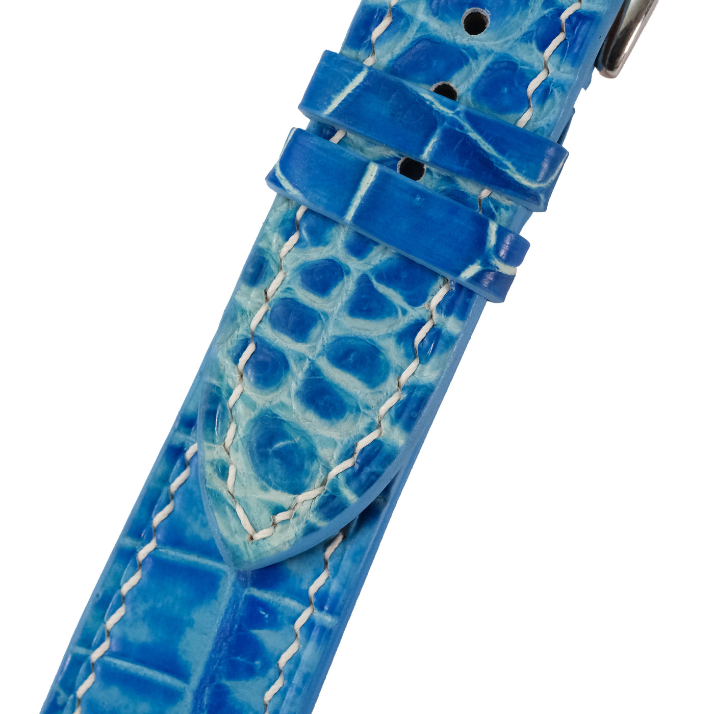 Flat Blue Patina Alligator Leather Watch Strap