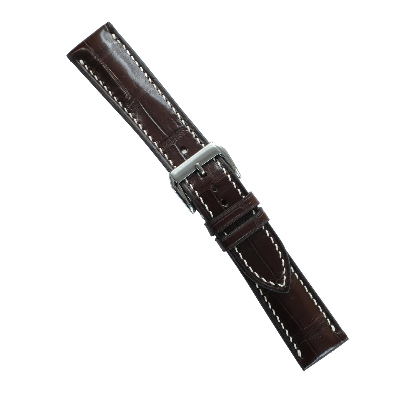 Flat Chocolate Alligator Leather Watch Strap