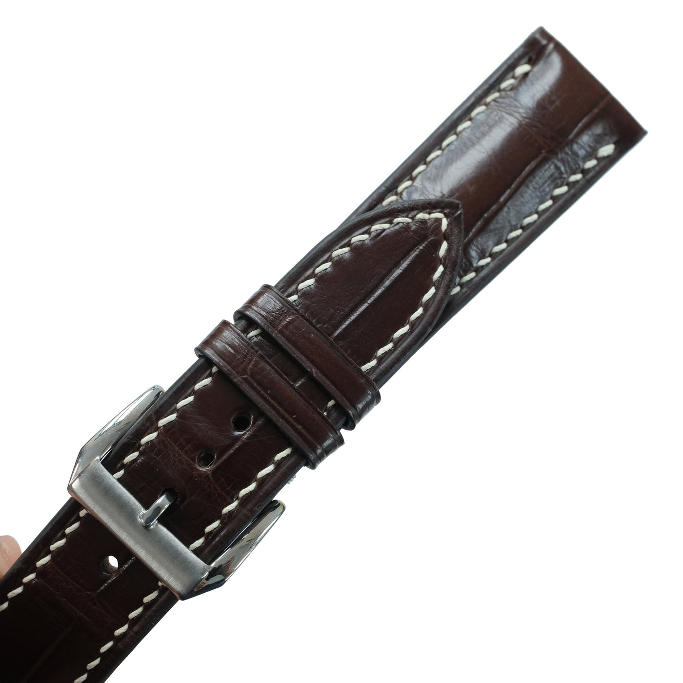 Flat Chocolate Alligator Leather Watch Strap