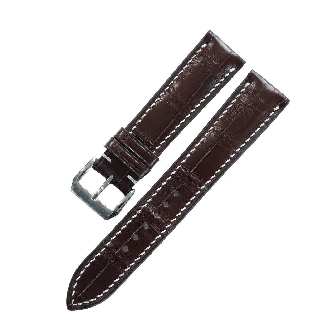 Flat Chocolate Alligator Leather Watch Strap