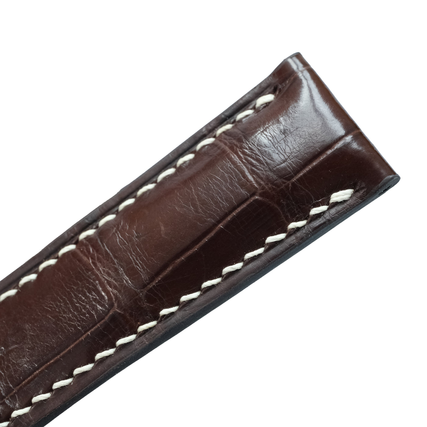 Flat Chocolate Alligator Leather Watch Strap
