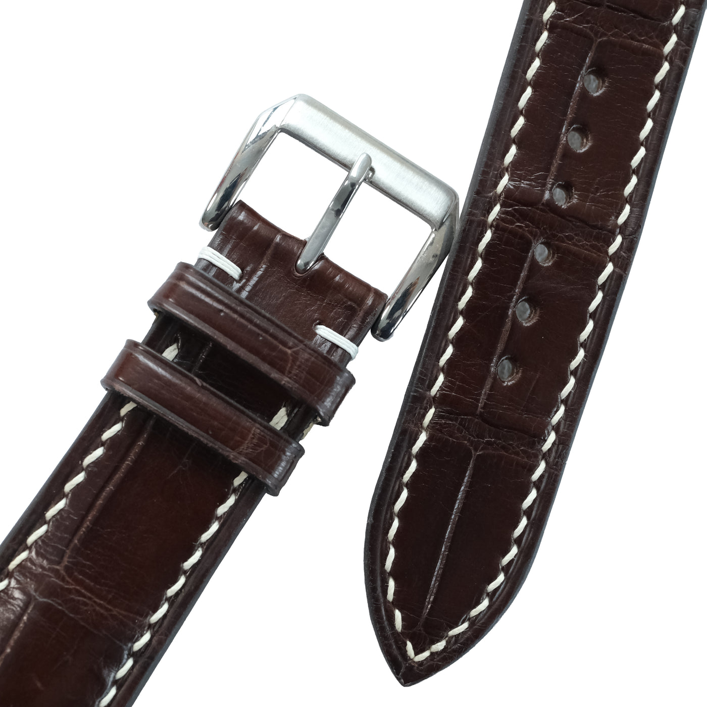 Flat Chocolate Alligator Leather Watch Strap
