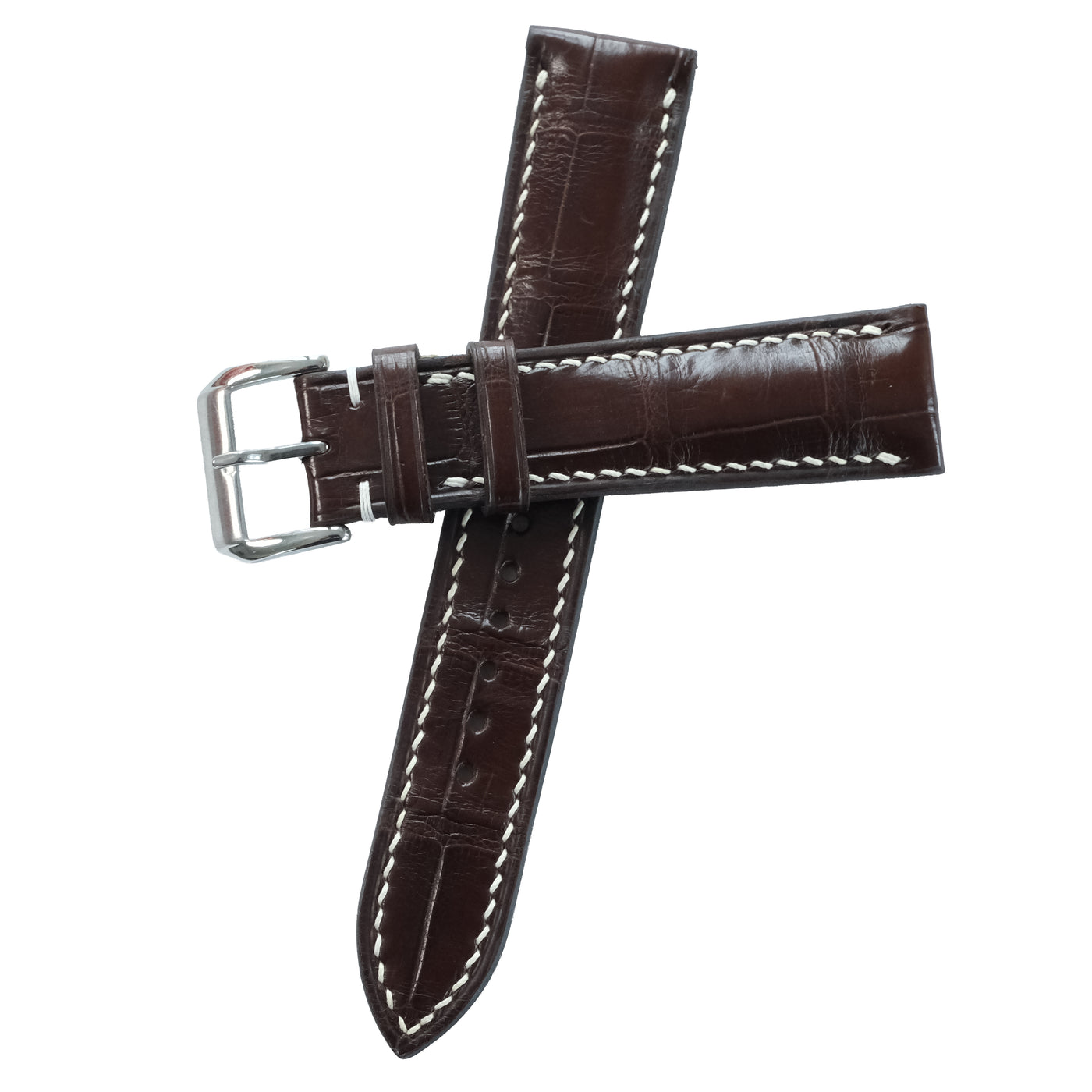 Flat Chocolate Alligator Leather Watch Strap