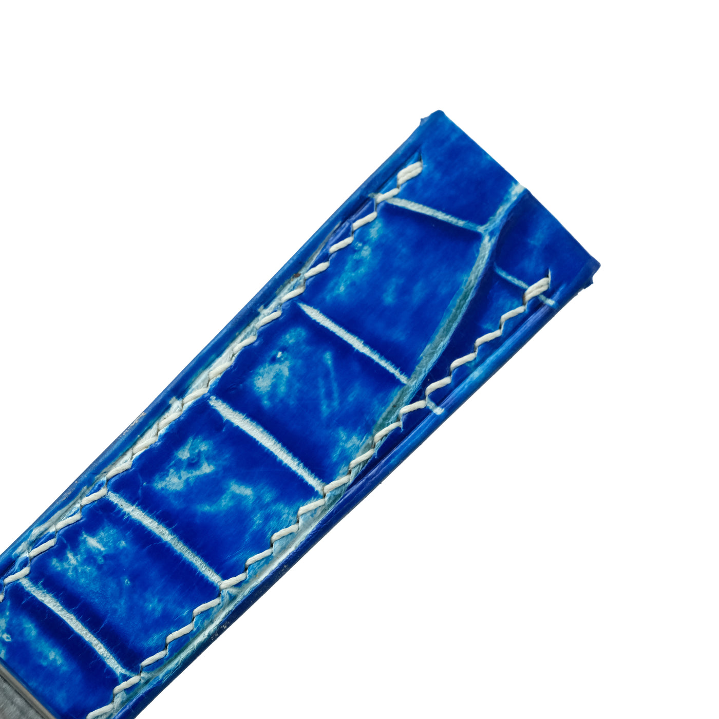 Flat Ocean Blue Alligator Leather Watch Strap