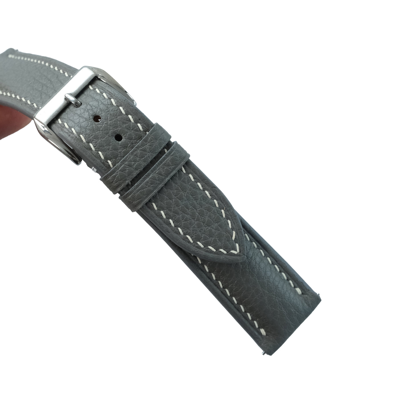 Flat Grey Alran Chevre Sully Leather Watch Strap