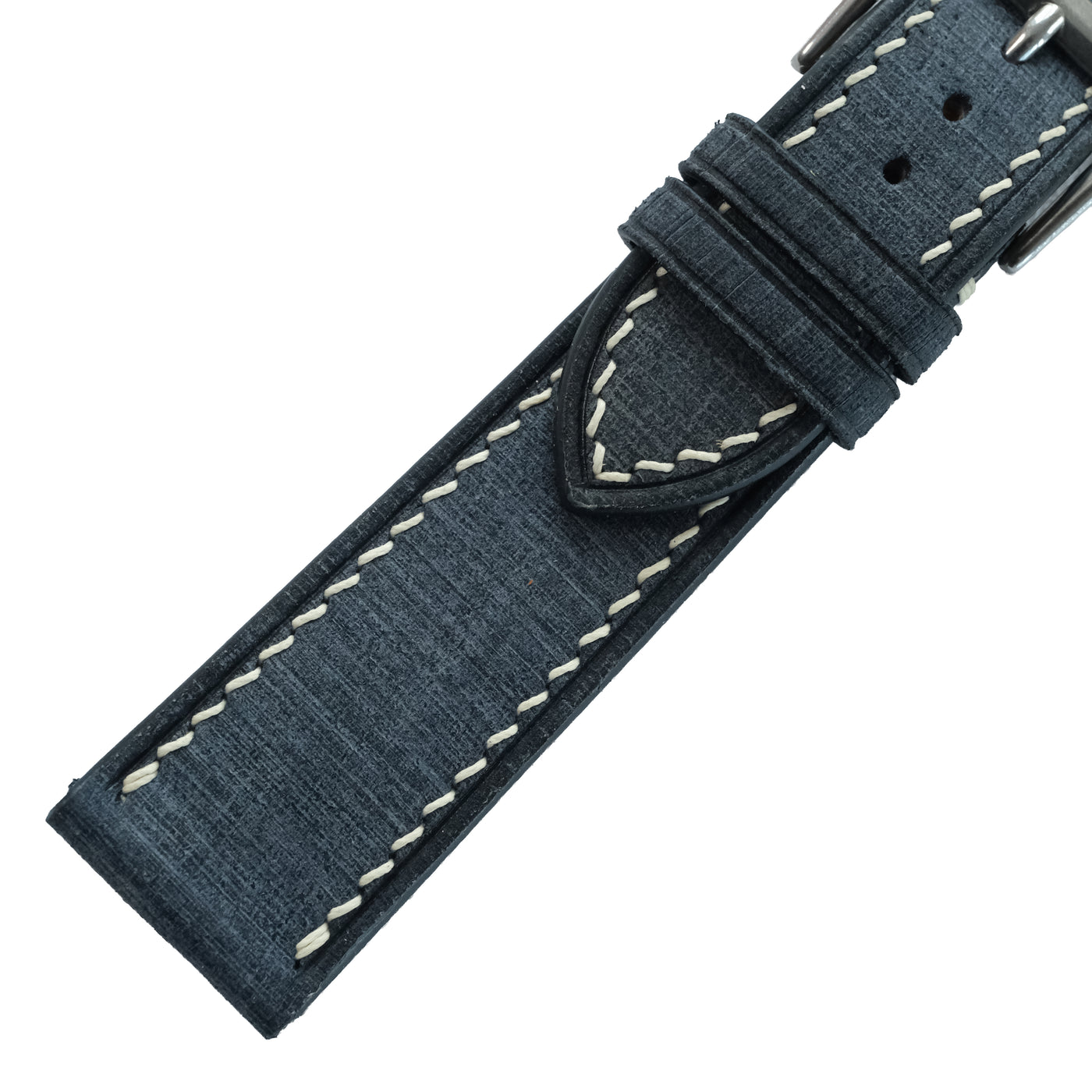Flat Navy Babele Calfskin Leather Watch Strap