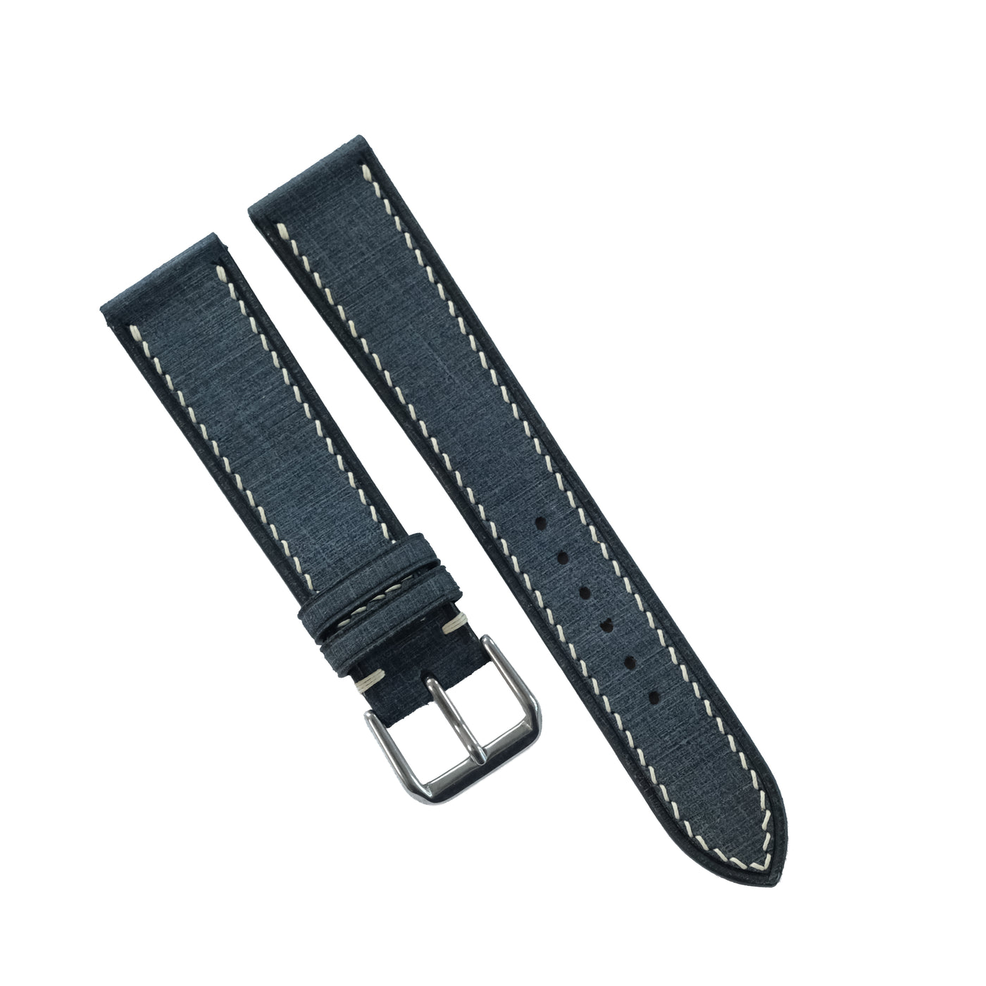 Flat Navy Babele Calfskin Leather Watch Strap