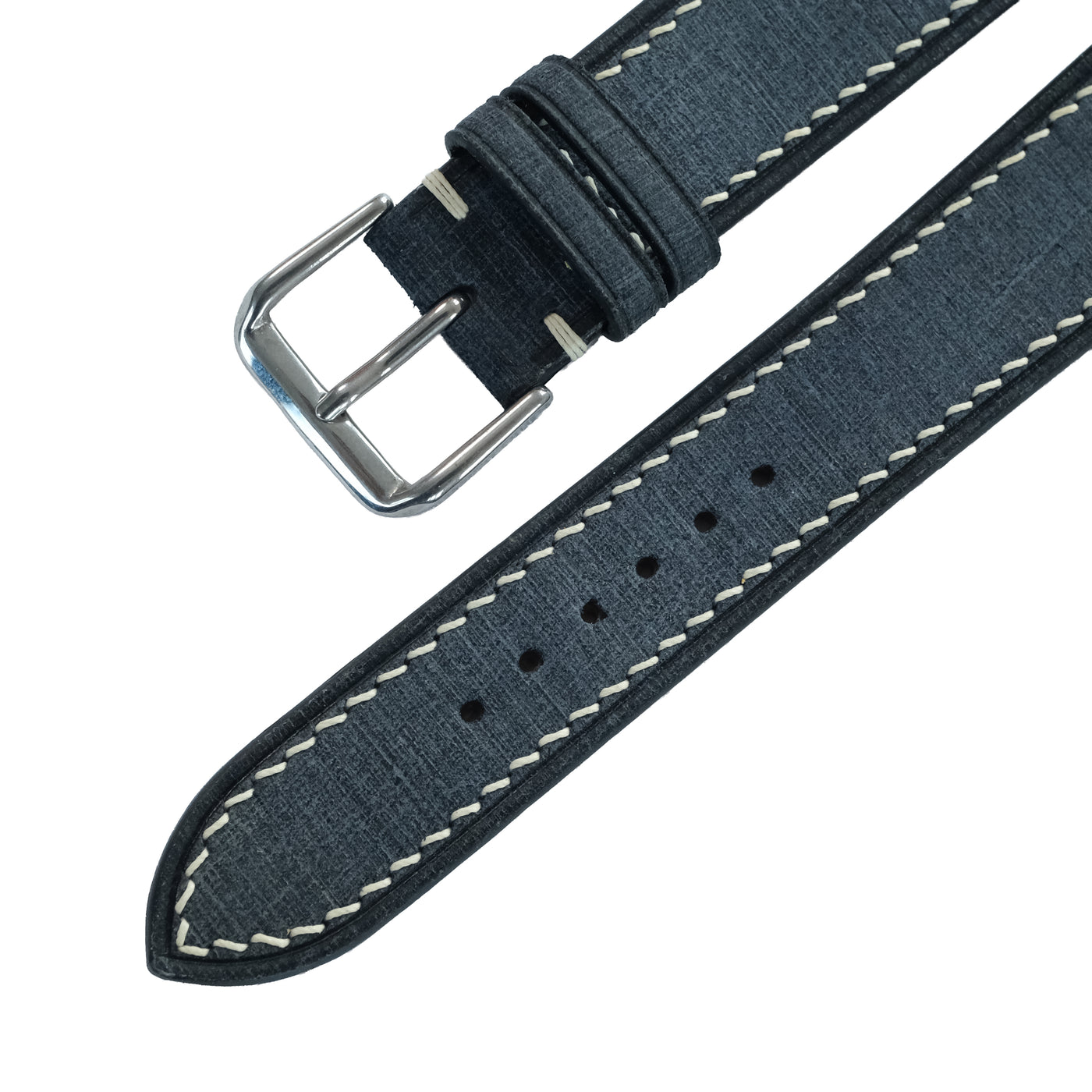 Flat Navy Babele Calfskin Leather Watch Strap