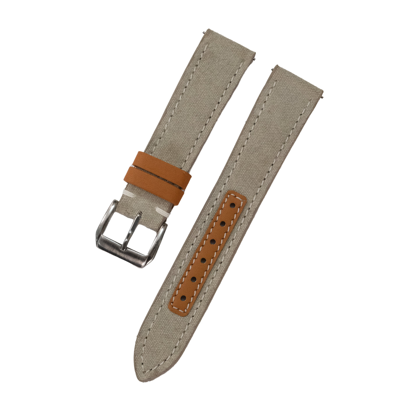 Flat Stone Grey Canvas Watch Strap