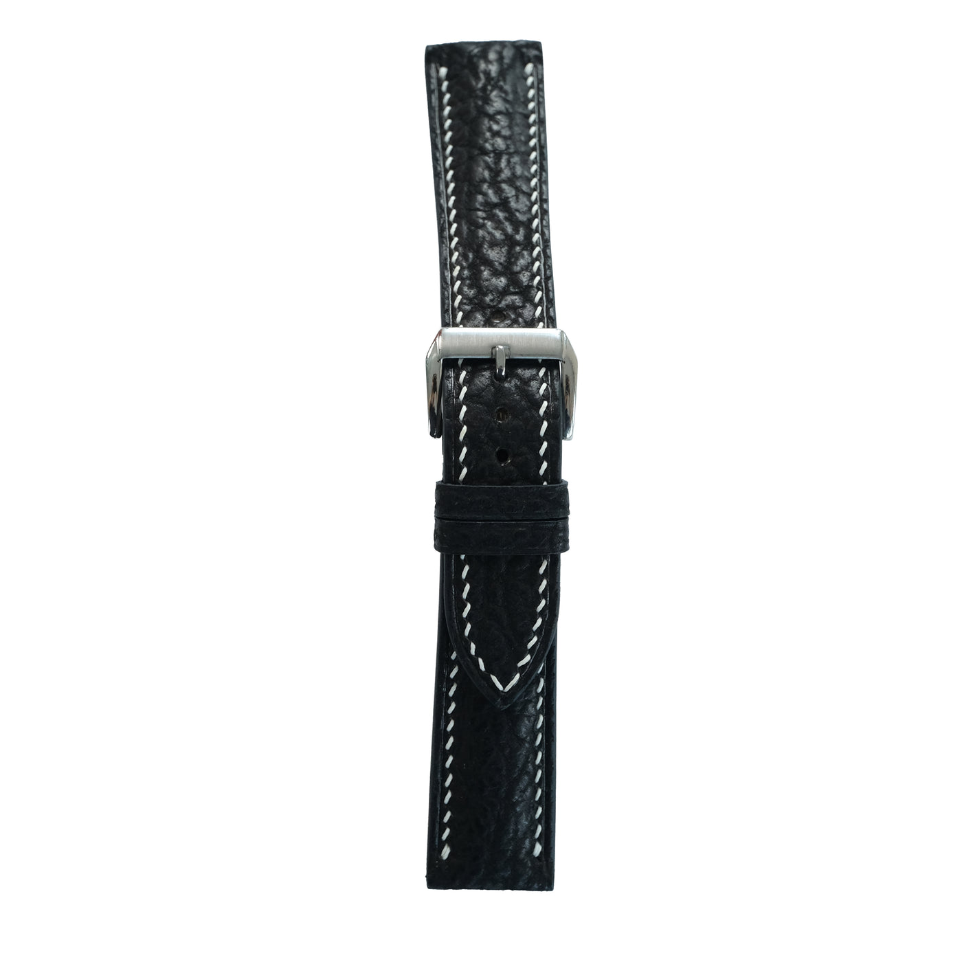 Flat Black Cowhide Leather Watch Strap